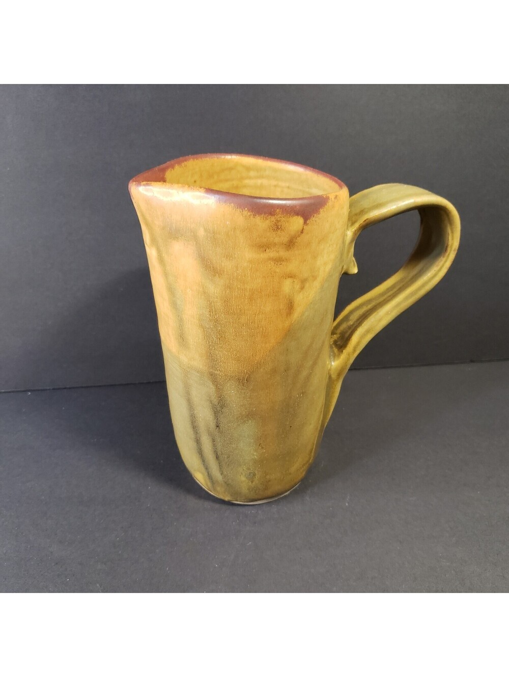 Art Pottery Pitcher Hand Turned Studio Farmhouse Cottage Tall Narrow Barware